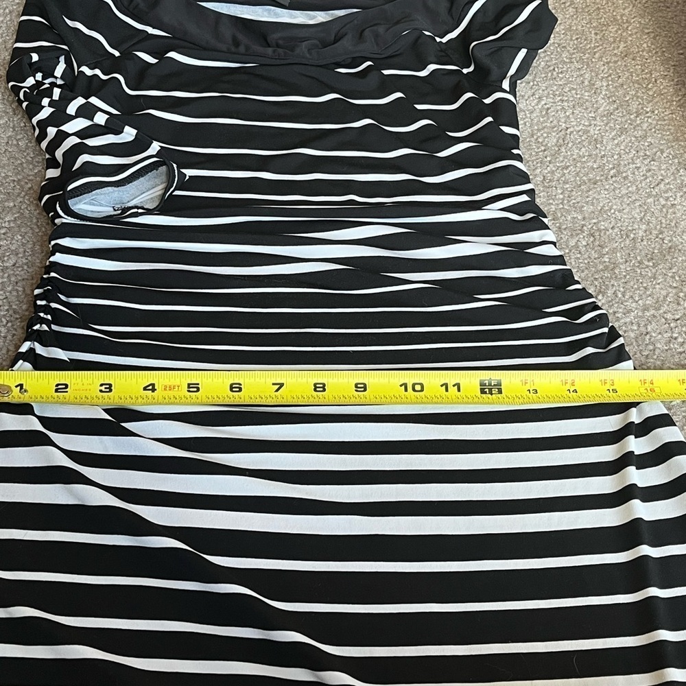 White House Black Market Women’s Black White Striped Stretch Jersey Mini Dress S - Picture 11 of 12